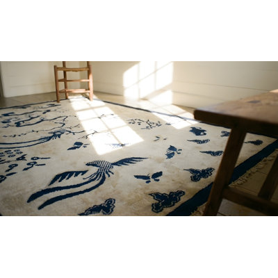 Tapis ivoire à motif de chauves-souris chinoises