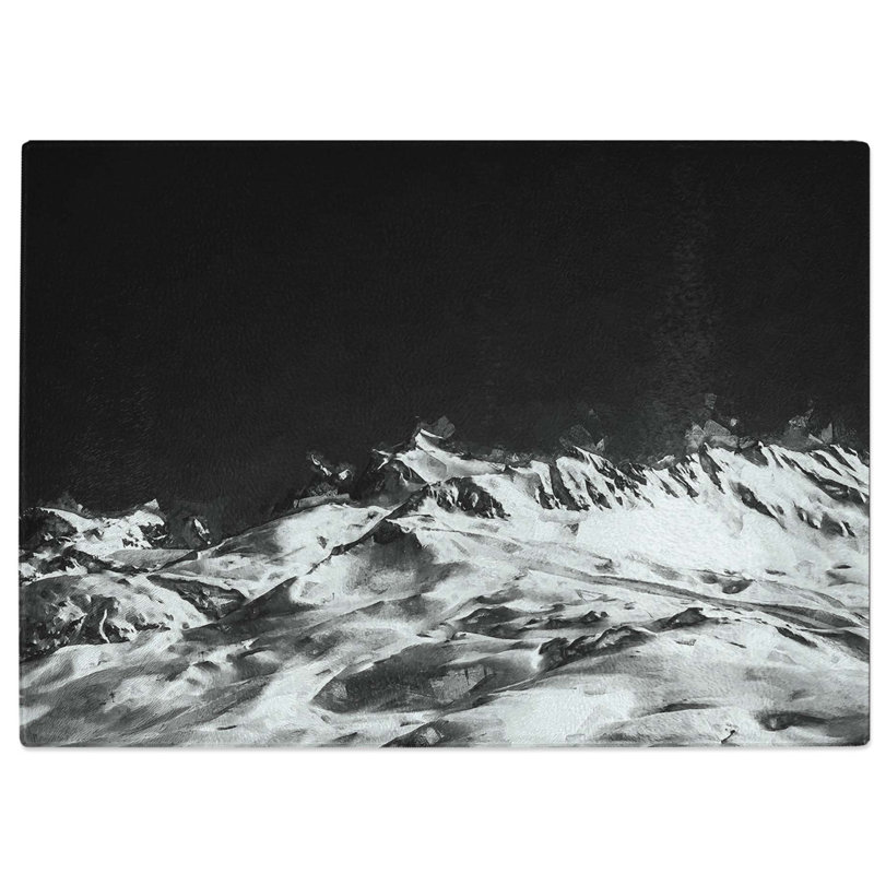 Tempered Glass Snow Covered Mountains Chopping Board, 39 cm W x 28.5 cm L