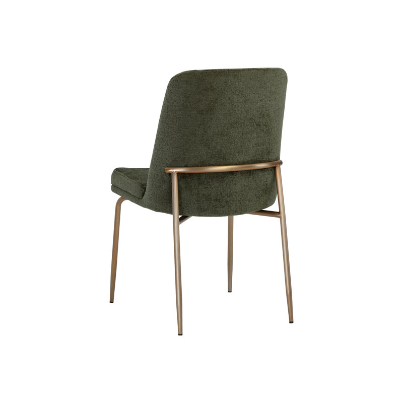 Zeke Upholstered Dining Chair, Antique Brass, Green