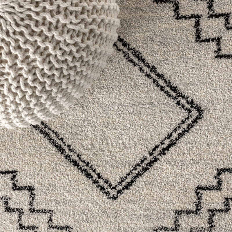 Amir Moroccan Beni Souk Cream/Black Rug, Round 3'