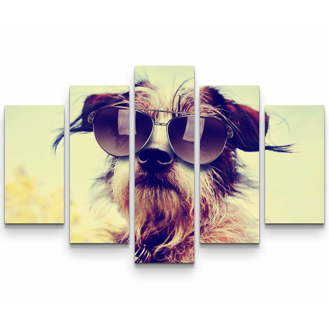 5-tlg. Leinwandbilder-Set Chihuahua mit Sonnenbrille