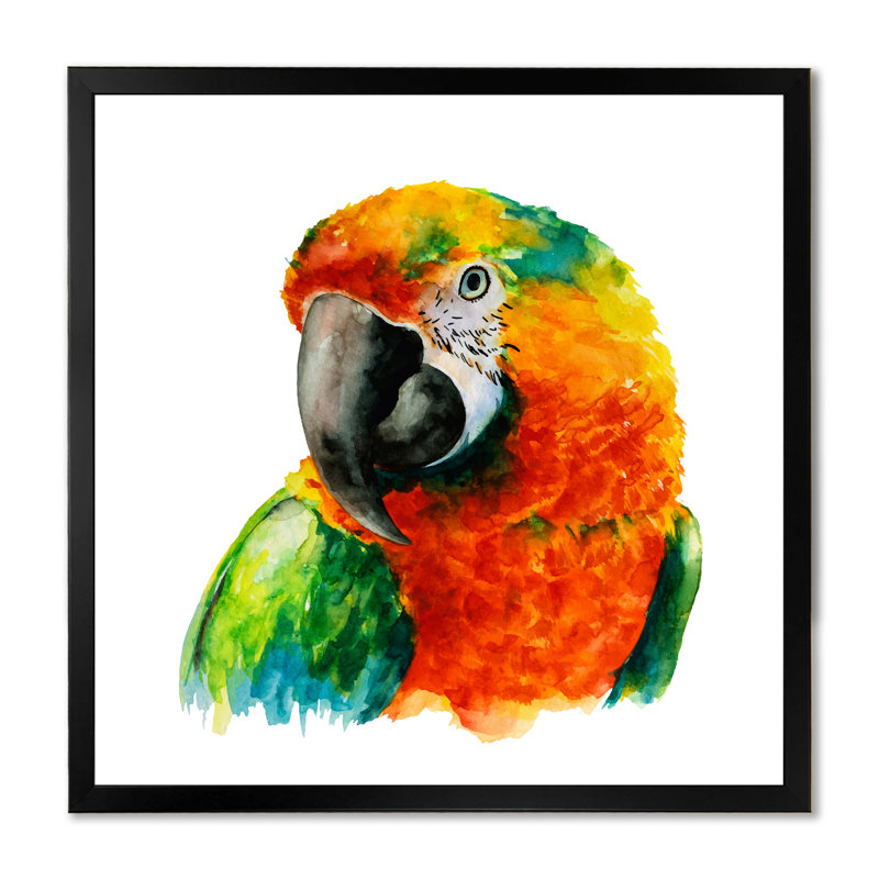 Illustration d'une tête de perroquet - décoration murale traditionnelle sur toile, H 16 po x l 16 po x P 1 po