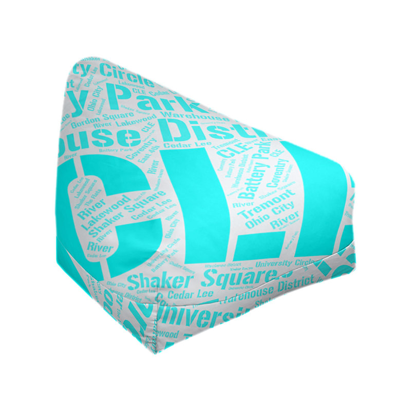 Classic Bean Bag, 42" H x 38" W x 29" D, Cyan Polyester Blend, Cleveland