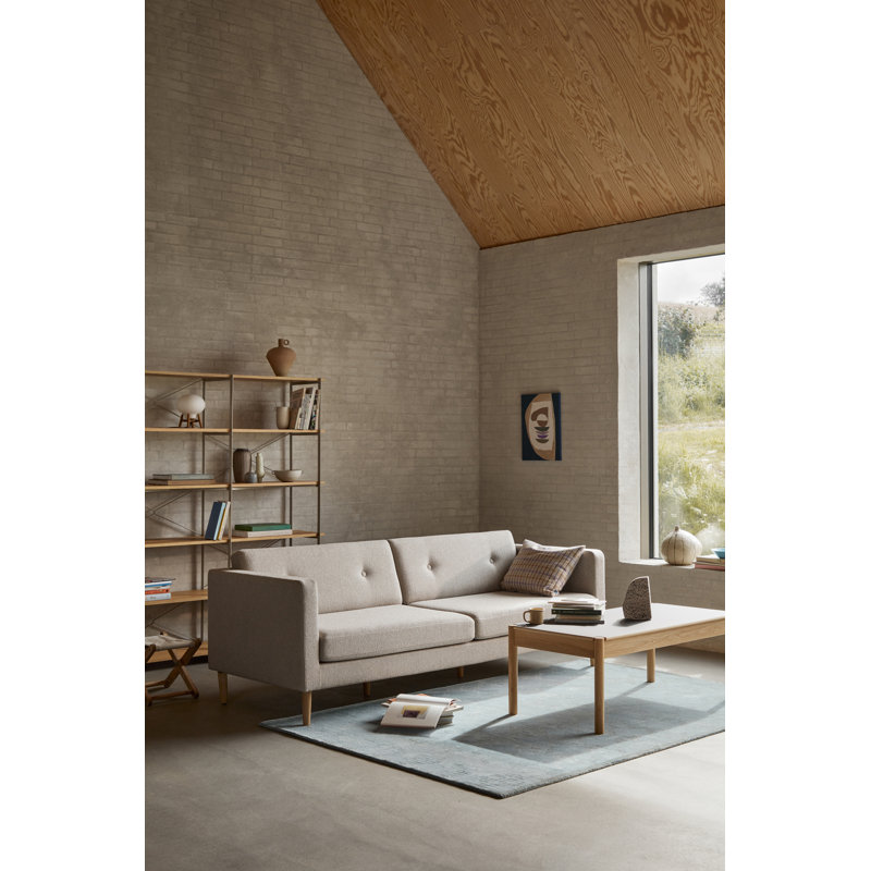 Firhoj Tufted Sofa, 32.28" H x 89.76" W x 34.65" D, Beige Cotton Blend