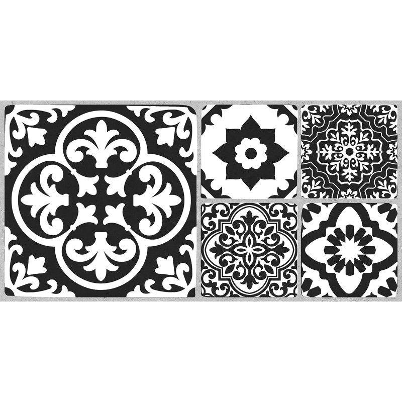 Valencia Charcoal Peel and Stick Floor Tiles, Black/White 