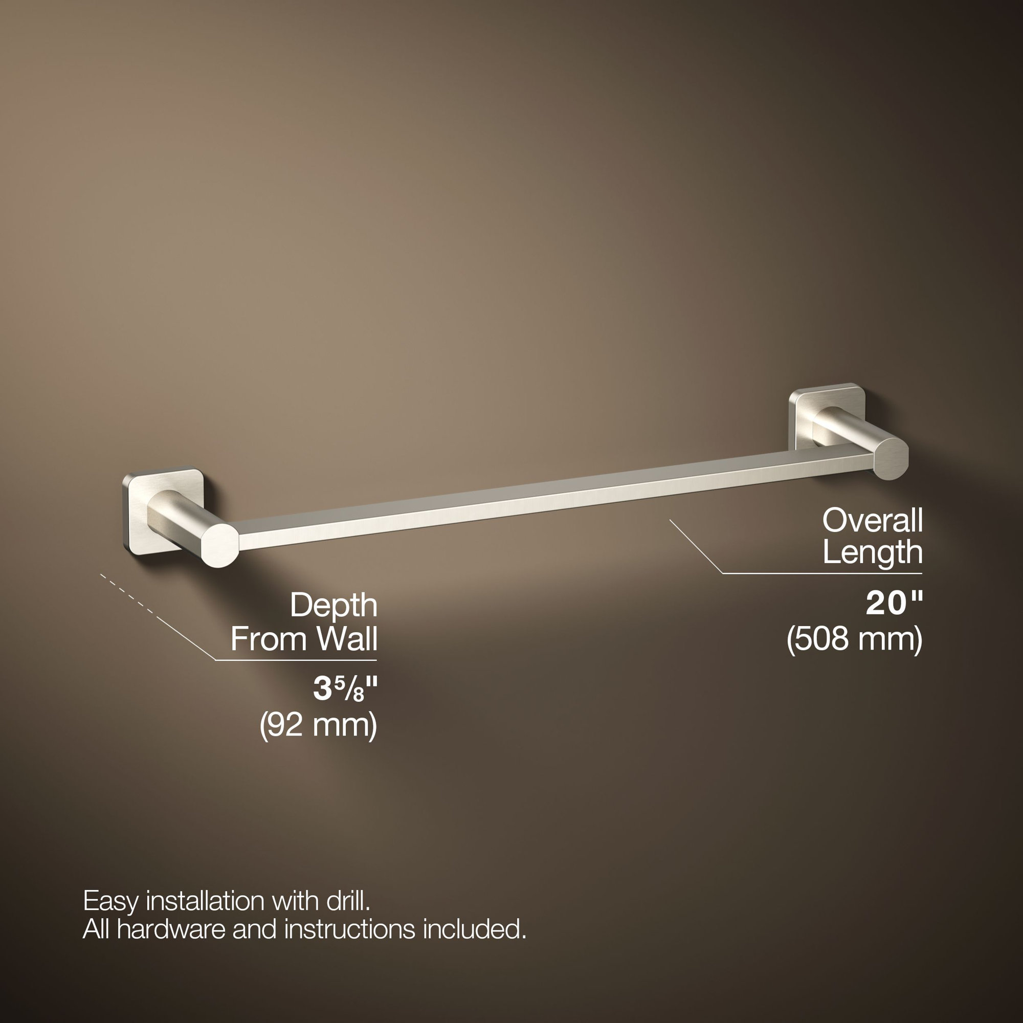 Parallel Towel Bar, Vibrant Brushed Nickel, 18"W
