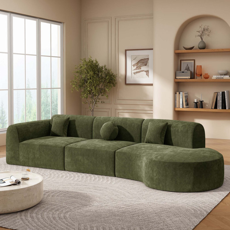 Canapé modulaire courbé de 140 po, Vert