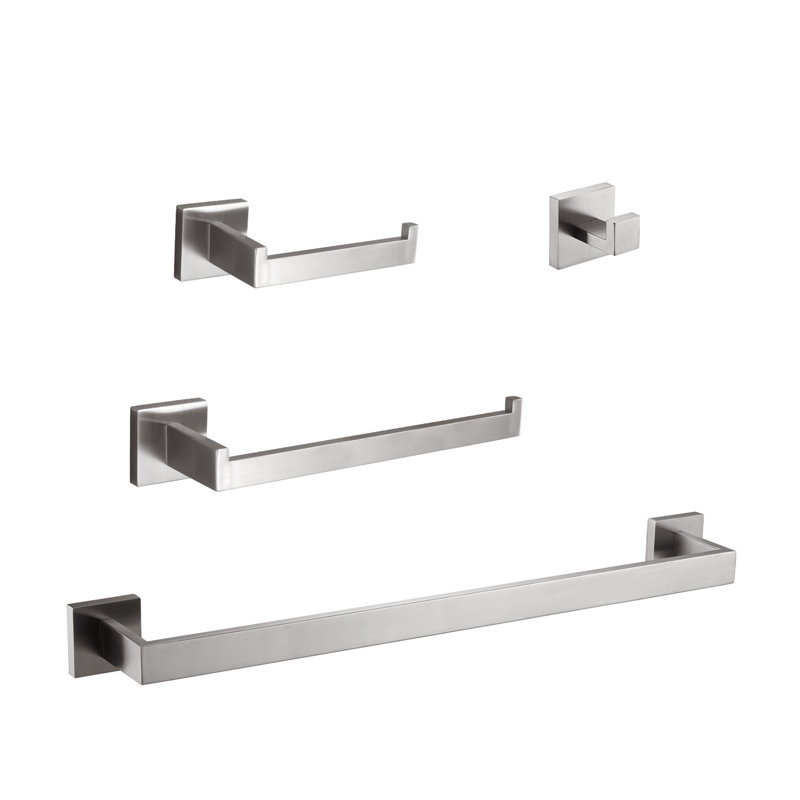 4 Brushed Nickel Bathroom Fixture . Contemporary For & Laundry Room. Stainless Steel, To Corrosion, Rust, And Scratches. , Quick Install Hardware - 4 Pieces. Modern Shower , Rust-, Scratch-. Wall