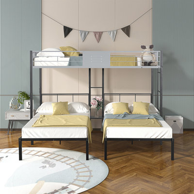 Triple Bunk Bed With Vent Board Guardrails For Safety, Airflow, And Space-Saving Versatility.