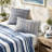 Serene Seersucker Bedding Sets, Polyester Comforter & Quilt, Relaxing Blue Design For Home