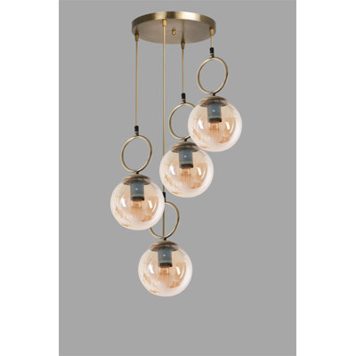 Glam Scandinavian Chandelier, Copper Color, 27.6 x 11.8 inches | 100% Metal Construction, Oven Dried Paint & Tumbled Coating | E27 Socket, Max 40W | Perfect for Modern Living Rooms & Dining Areas, Elegant Design