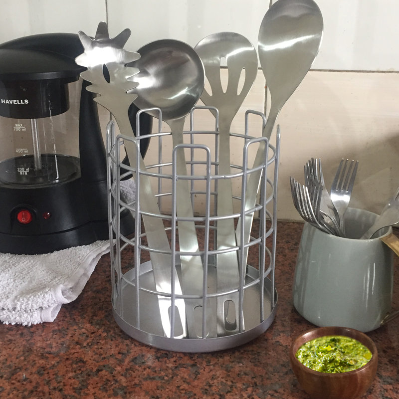 Pot à ustensiles lourd, 6,75 po x 5 po, Étain