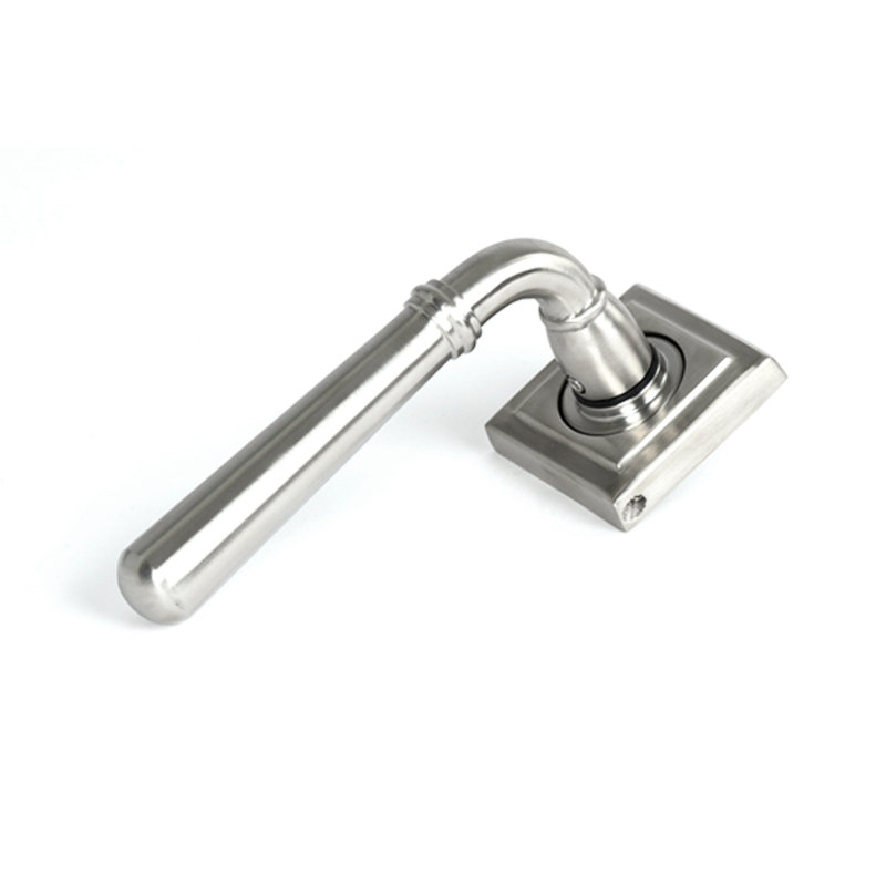 Polished Marine SS (316) Newbury Lever On Rose Set (Square) - Unsprung, Satin Marine