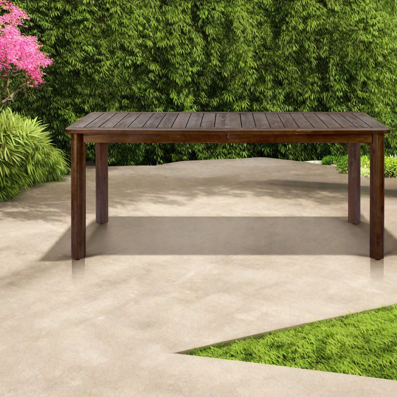 Spacieuses tables de patio en bois d'acacia de 68,9 po de style rustique moderne pour l'extérieur