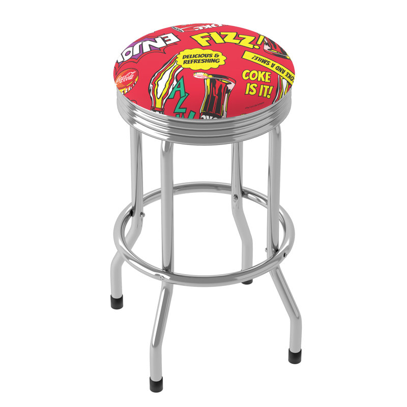 Coca-Cola Bar Stool, Chrome, Red
