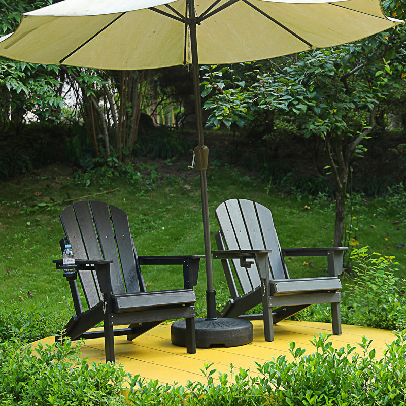 Chaise Adirondack pliante en PEHD avec porte-gobelet double, Noir