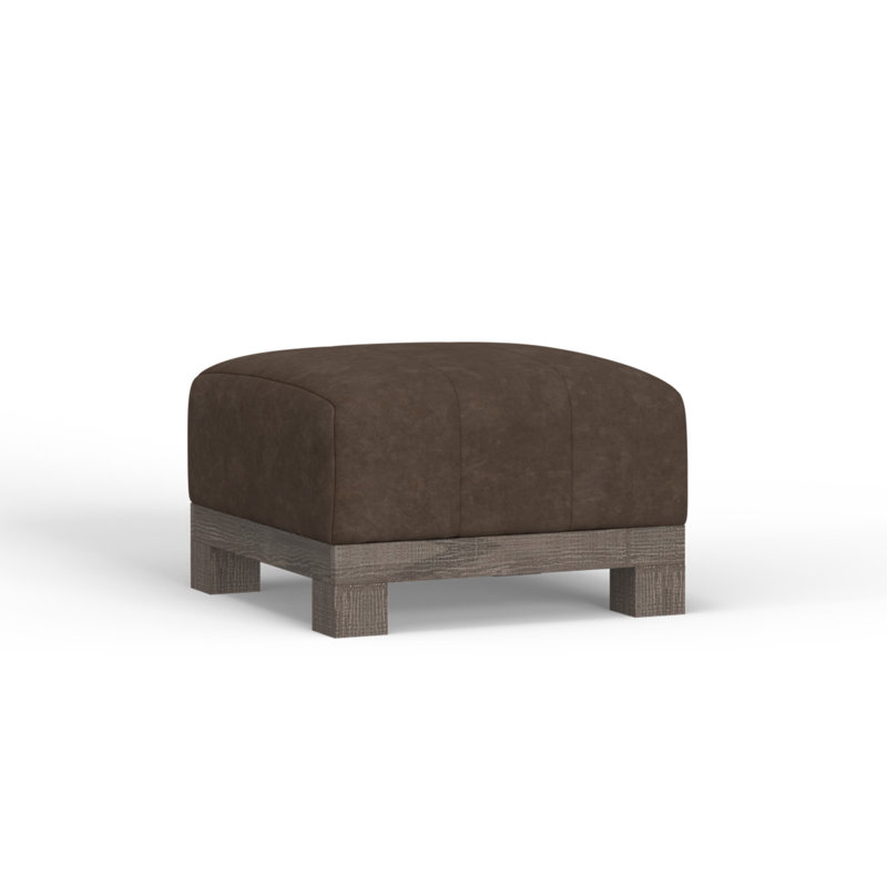 Structure et base en bois Samba, repose-pieds carré rembourré, Sicka hickory