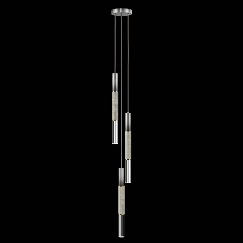 Antonia 3 - Light LED Pendant, Soft Ombre Silver Leaf/Brass/White Marble