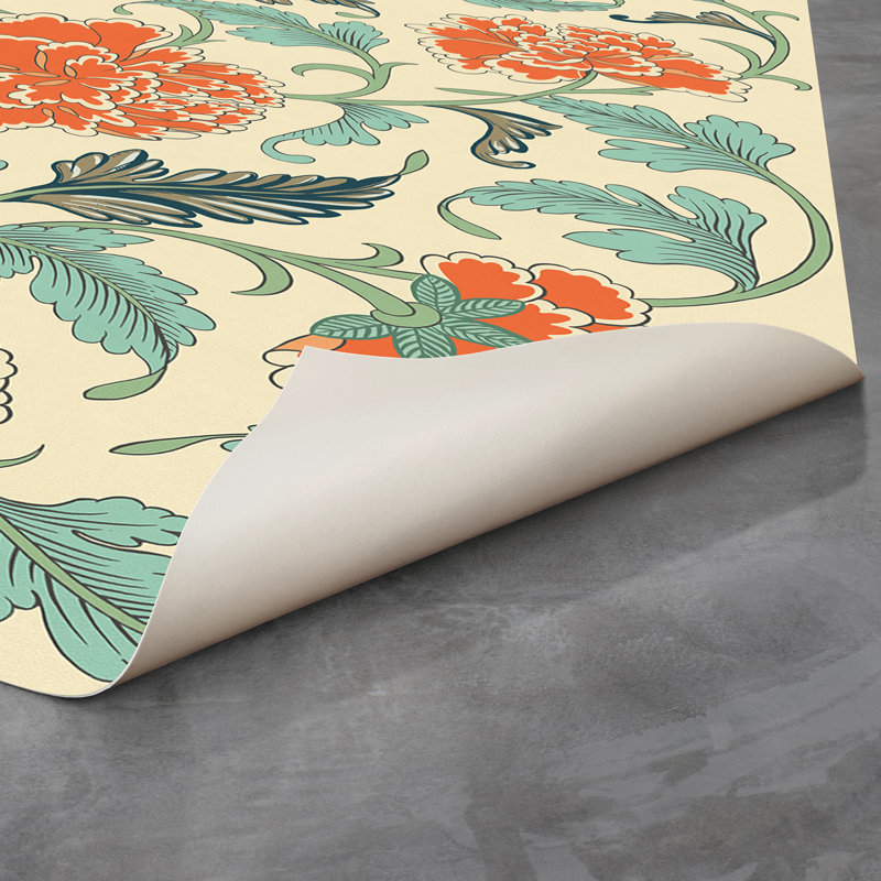 Hayneville Vinyl Floral Indoor Rug, Rectangle 1'9" x 2'8"