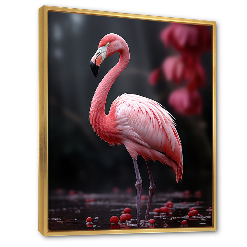 Flamme rose et grise Wassil, H 20 po x l 12 po x P 1 po, Cadre flottant doré