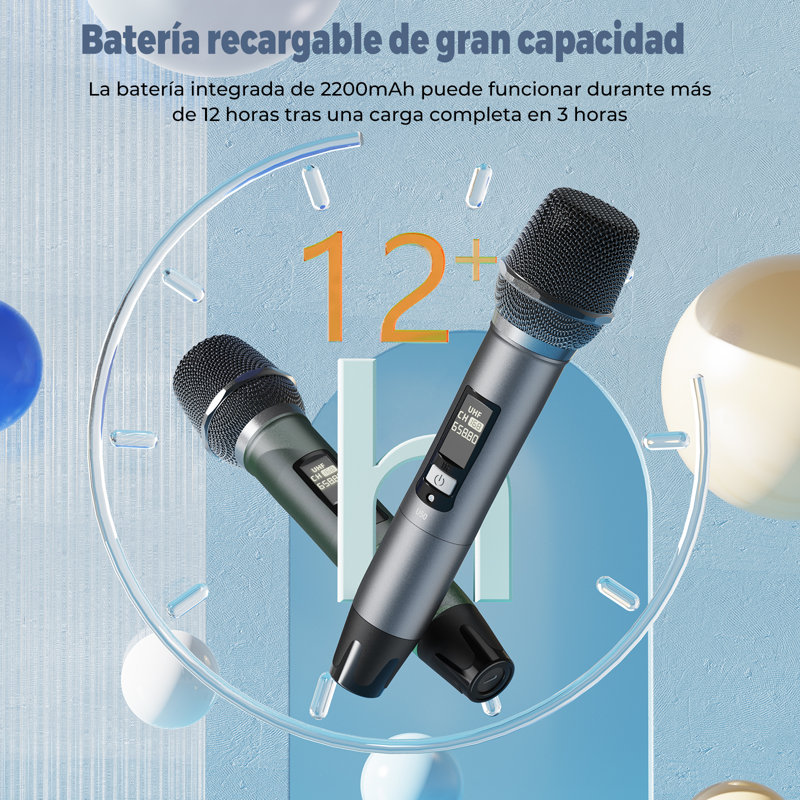 Double microphone sans fil Jyx, microphone portatif avec récepteur rechargeable, microphone dynamique professionnel pour le chant, le mariage, la conversation, U50