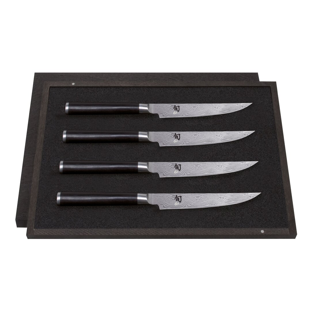 Kai Shun Classic Steakmesser-Set, 4Er Set, Messer, Fleischmesser, Grillmesser, Damastmesser, 12 Cm, DMS-400