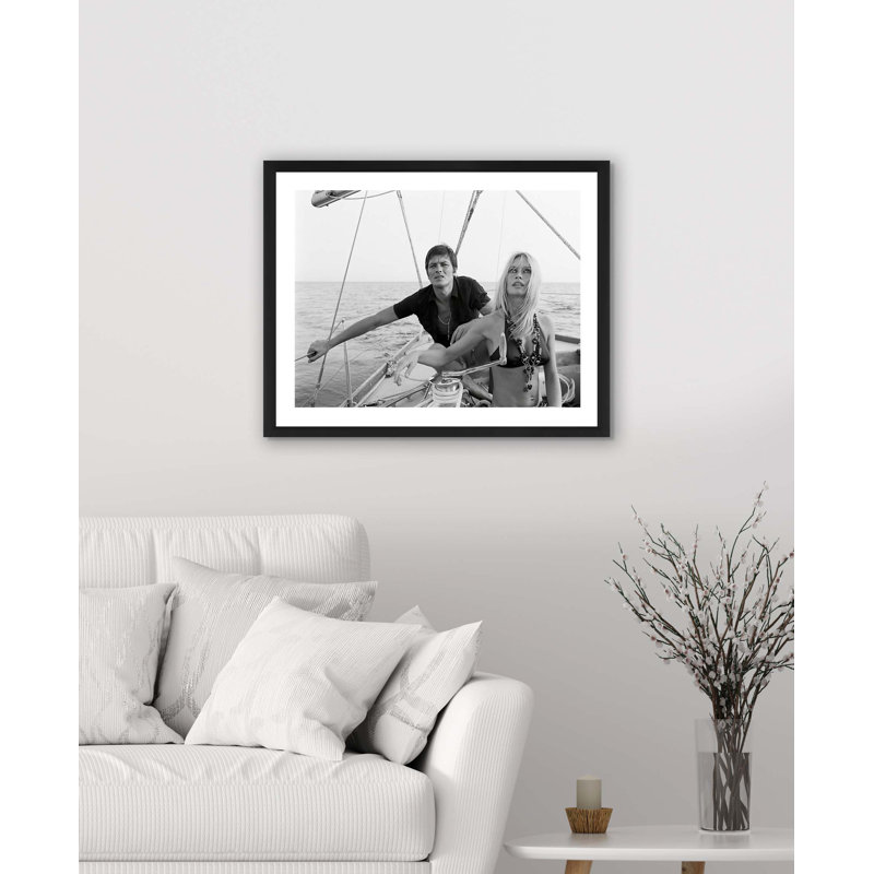 Brigitte And Alain Sailing - Print on Wood