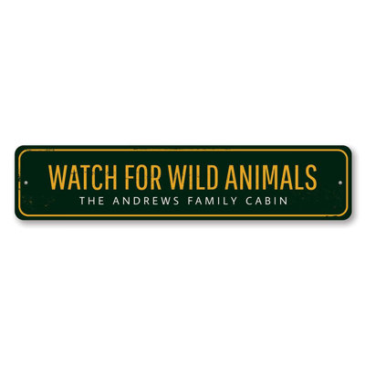 Panneau en aluminium «Watch For Wild Animals»