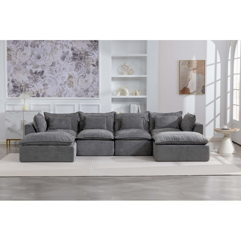 Canapé modulaire surdimensionné de 129,8 po de large avec canapé modulaire True Relax Comfy et sièges larges et profonds