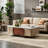 Minimalist Saddle Leather Slate Coffee Table