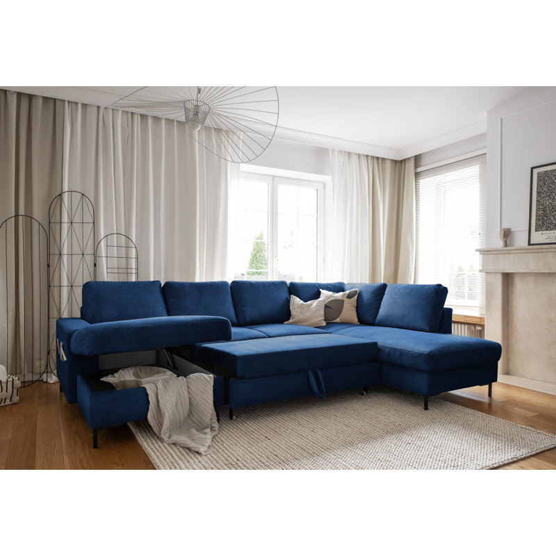 Lofty Lilly 8 seater Corner Sofa Bed, Right Hand Facing, Navy Blue