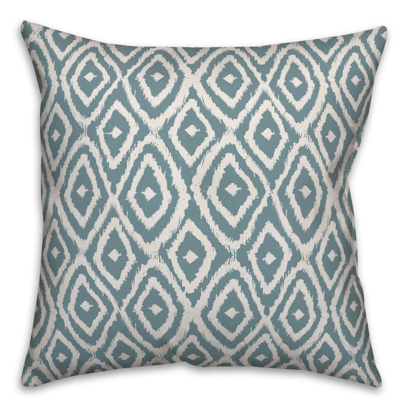 Geometric Throw Pillow, 16" x 16", Blue/White