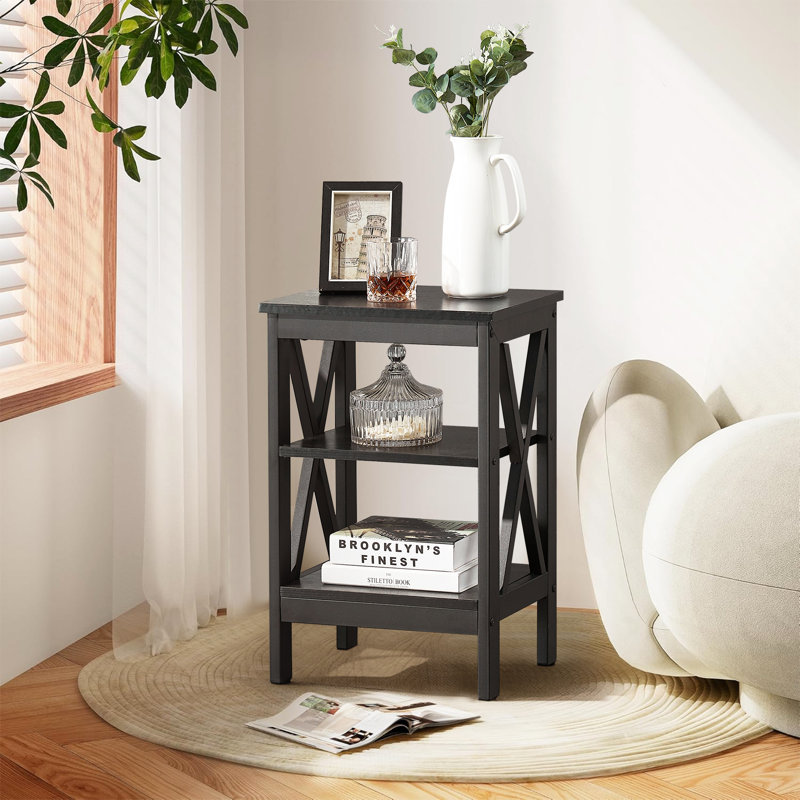 Lit simple tapissier avec 2 tables de chevet - Ensemble de chambre à coucher moderne, Noir, Lit simple
