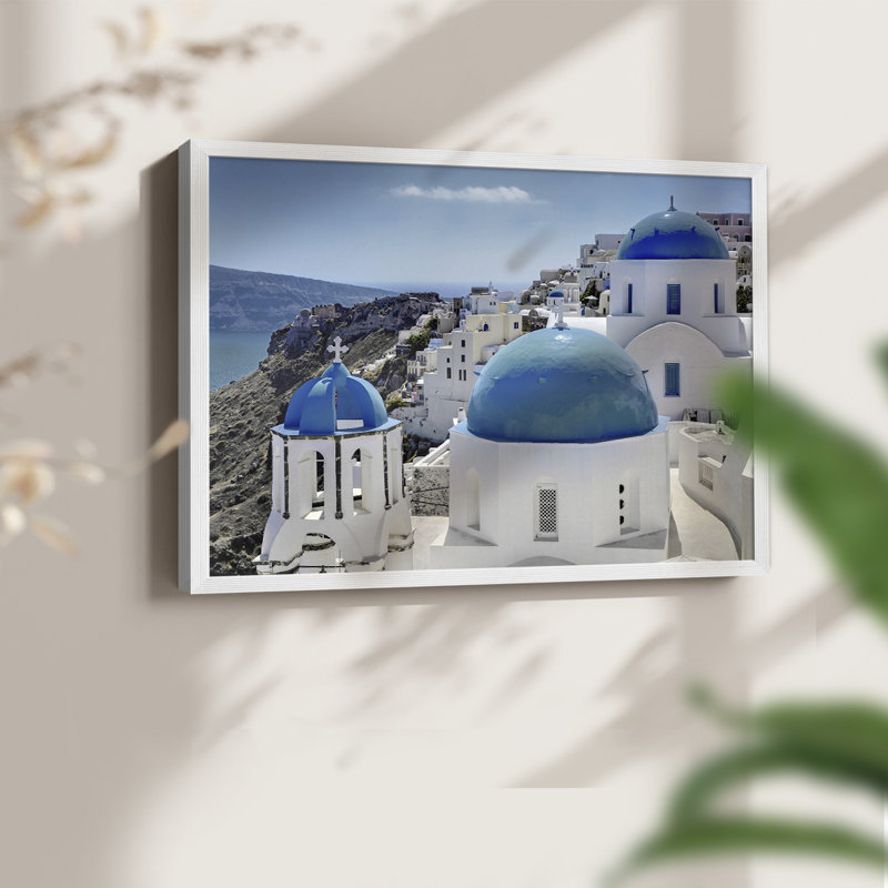 Santorini - Reproduction encadrée - samedi réversible, H 8 po x l 10 po, Blanc
