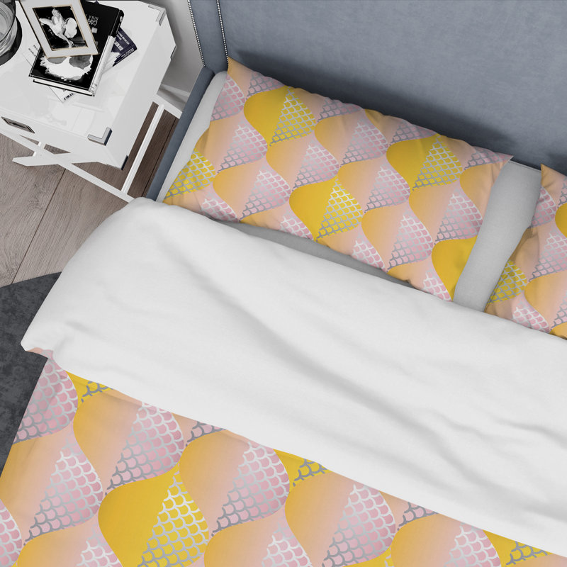 Ensemble de housse de couette à motif géométrique doré à motif de losanges Golden IV - Microfibre polyester