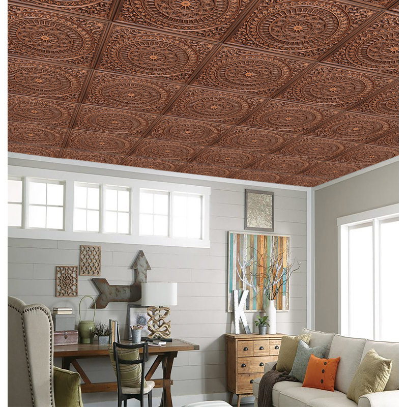 Carreau de plafond en PVC 2 pi x 2 pi Falkirk Perth, Cuivre antique