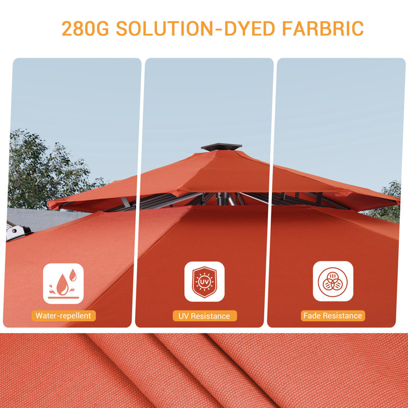 Parasol de patio en porte-à-faux à DEL 11 pi - élégant et durable, Rouge