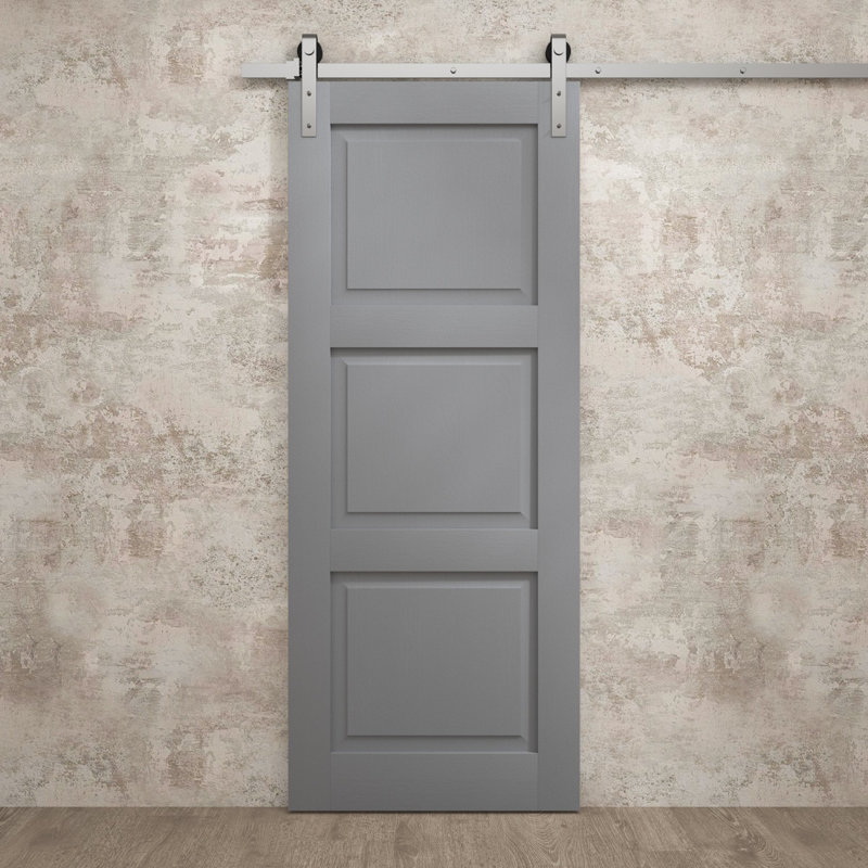 Porte de grange moderne | Ego 5010 | Ensemble de quincaillerie lourde Silver Rail Track | Portes intérieures solides