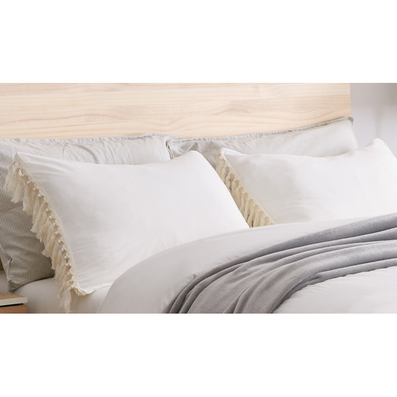 Ivory Cotton Fringe Full/Queen Duvet Cover Set