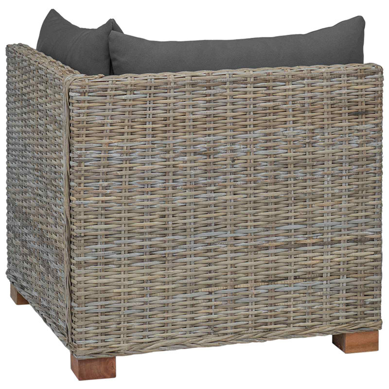 72cm Wide Patio Sectional Set, Dark Grey Cushion/Kubu Grey Frame