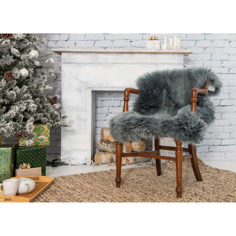 Gray Natural Sheepskin Area Rug, Runner 2' x 5'