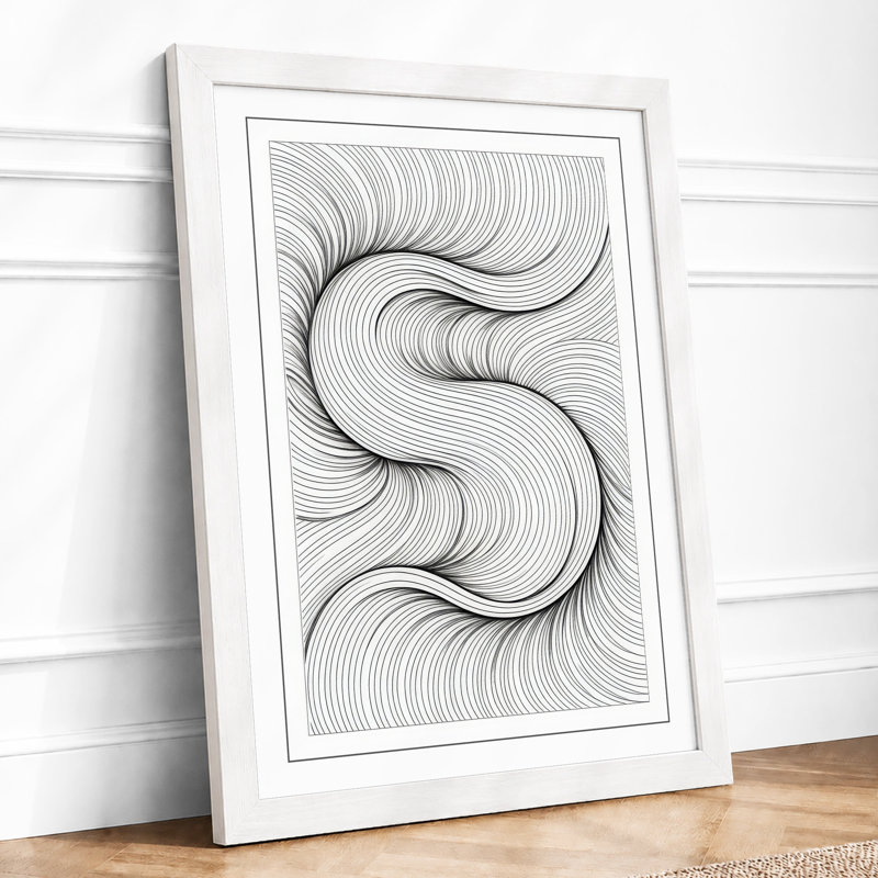 Flowing Spirals Abstract - Framed Print, A3 - 42.0 x 29.7 cm, White