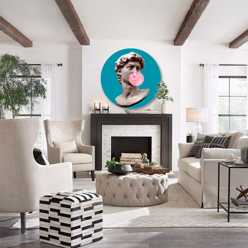 Bubble Gum David Print, 24" H x 24" W x 1.5" D, Aluminum