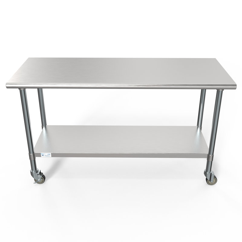 60'' W Stainless Steel Top Height-Adjustable Workbench with Wheels