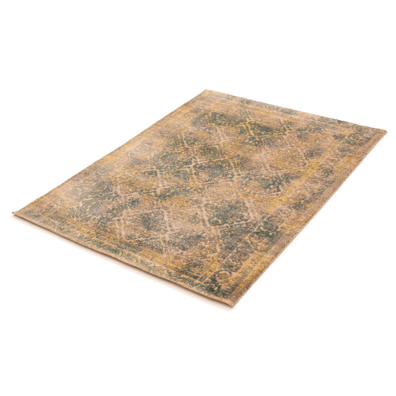 Tapis beige en laine noué à la main de conception unique nouvel âge 5 pi 2 po x 7 pi 8 po Helwart