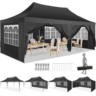 Auvent 10 x 20 avec 6 parois latérales amovibles et auvent imperméable pour le mariage