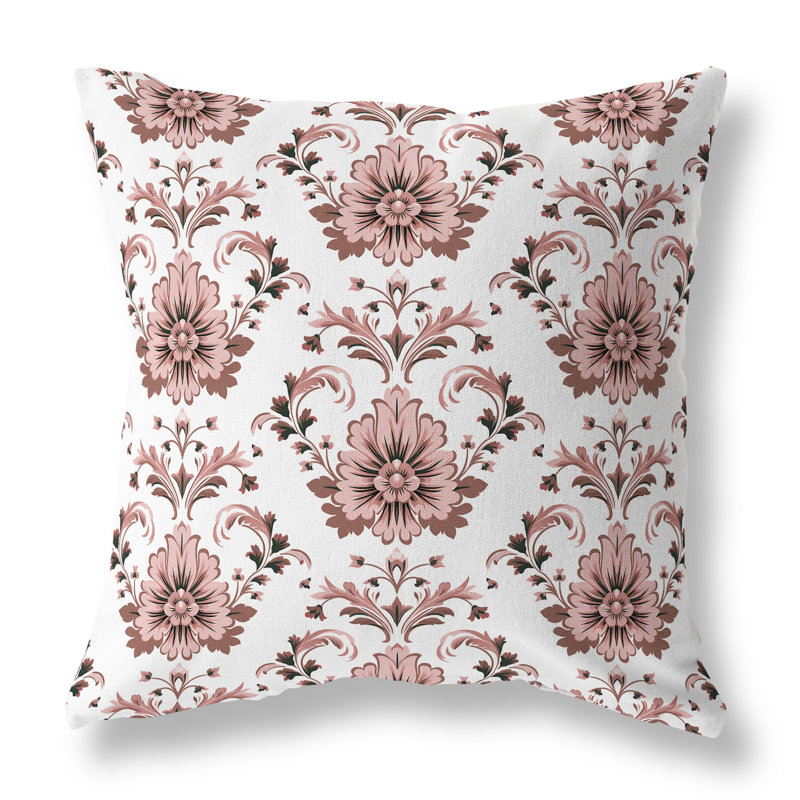 Ornate Opulence Floral Outdoor Reversible Throw Pillow, Brown/Pink Floral, 20"H x 20"W