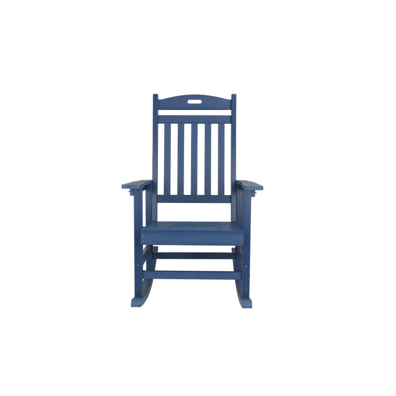 Oversized Outdoor Rocking Chair, All-Weather HIPS Poly Patio Rocker, Heavy Duty 400 lbs Capacity, Big & Tall Comfort with 31" High Backrest for Porch & Backyard, Navy