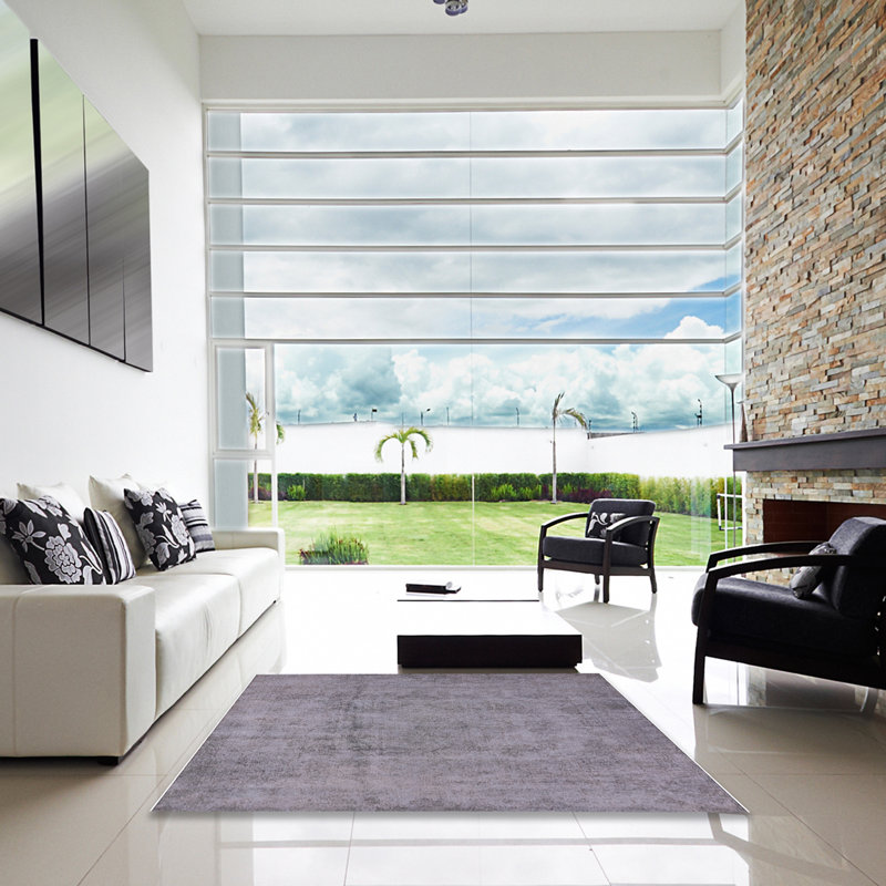 Tapis gris à motif abstrait Conneaut, Carré 5 pi