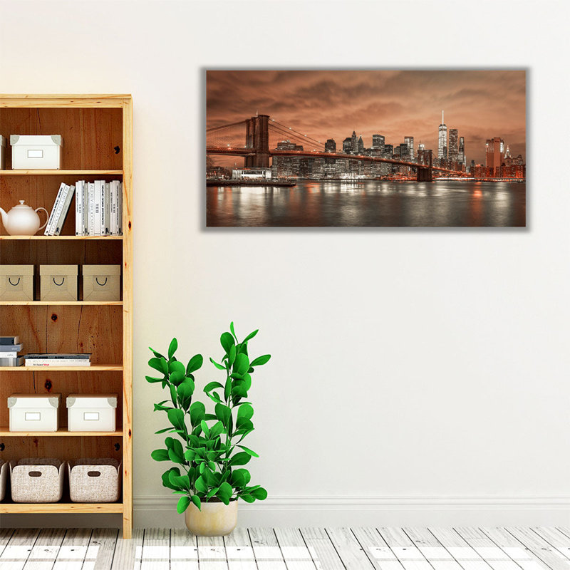 «Brooklyn Bridge and Manhattan», reproduction d'art sur toile, H 10 po x l 20 po
